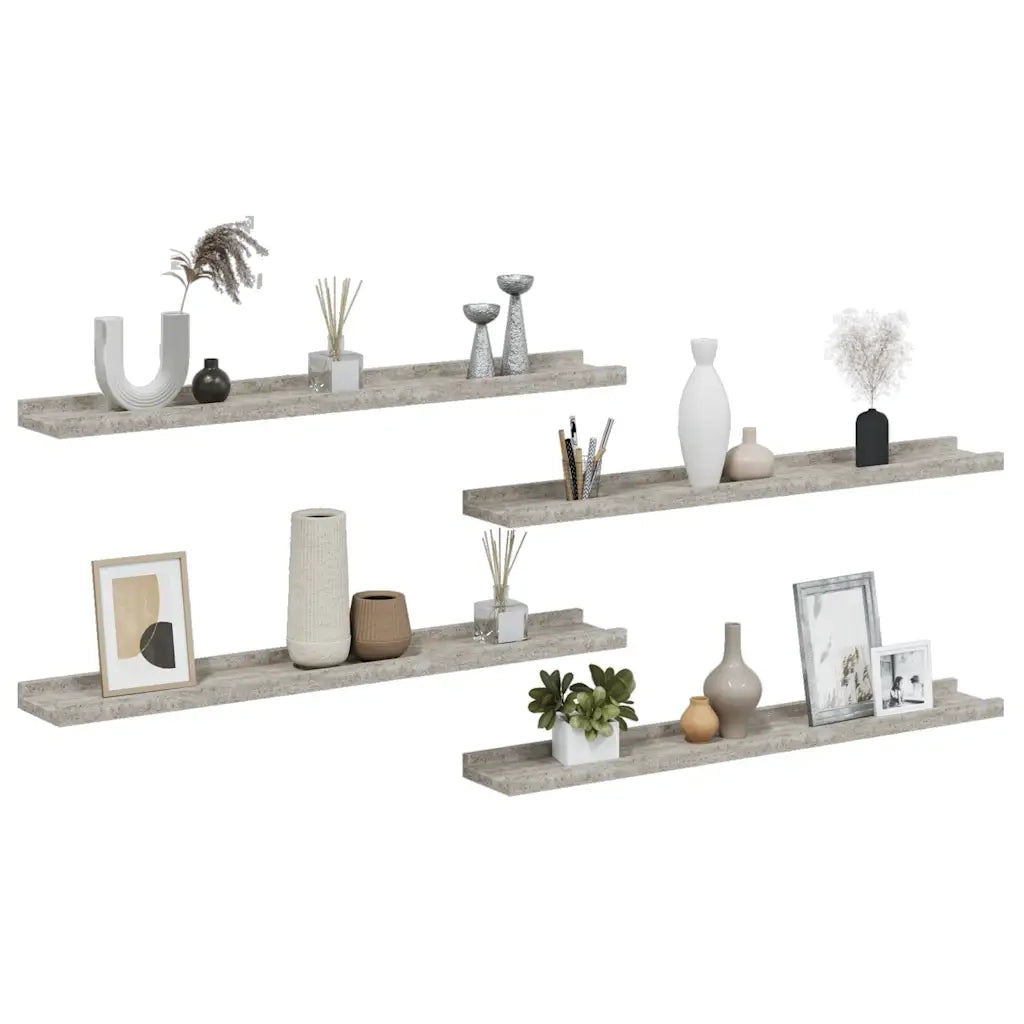 Mensole da Parete 4 pz Grigio Cemento 80x9x3 cm cod mxl 33018