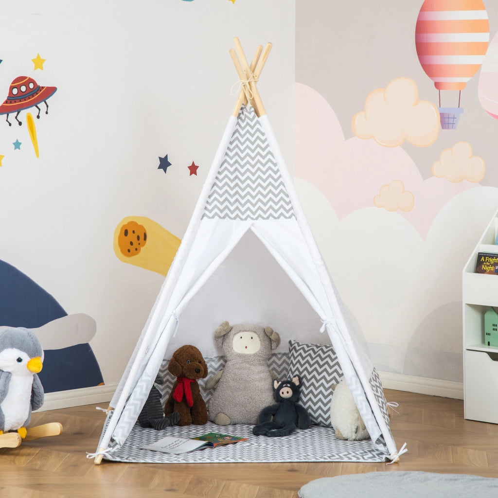 Tenda da gioco per bambini teepee indiano ¨C zephmum ¨C grigio bianco 120x120x155 cm