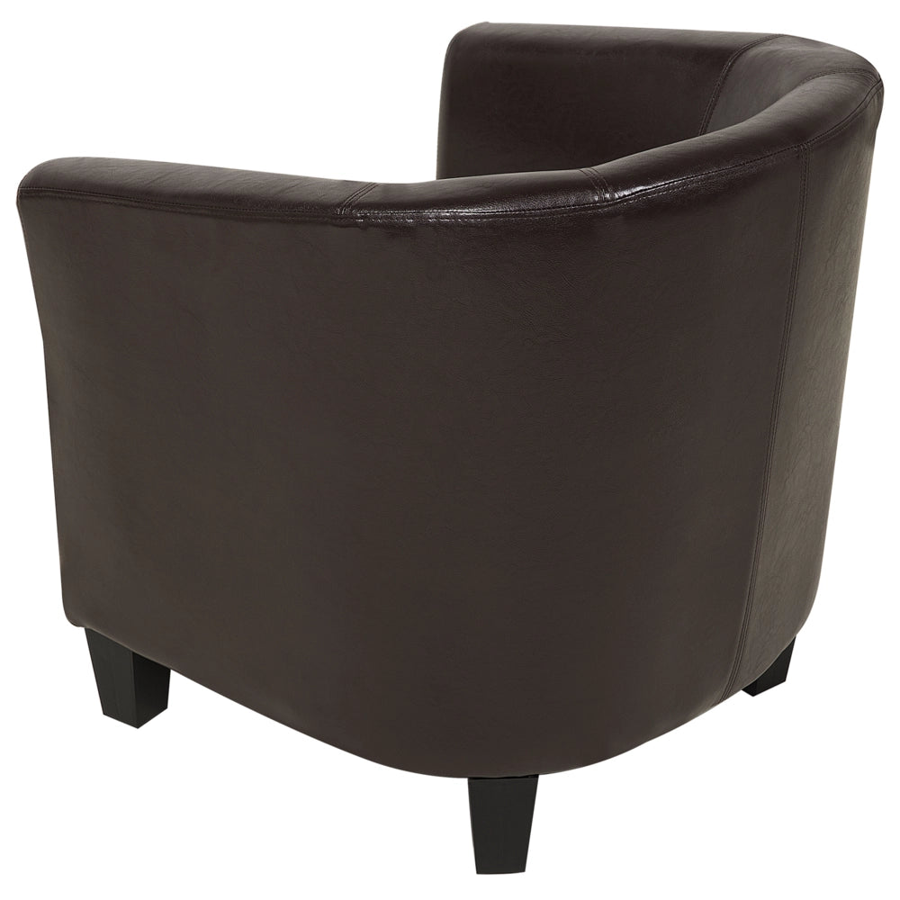 Poltrona Sedia Club Marrone Ecopelle Imbottita Con Schienale Basso Vasca Design Retrò