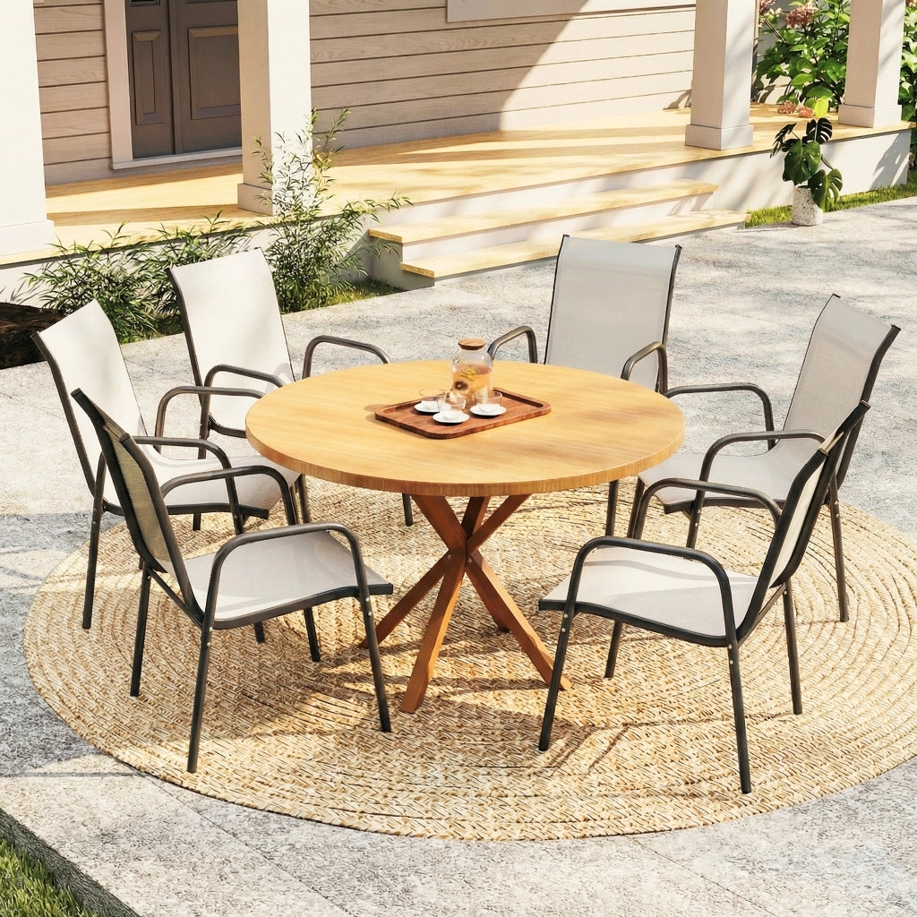 Sedia da giardino esterna impilabile con braccioli ¨C zephmum ¨C grigio