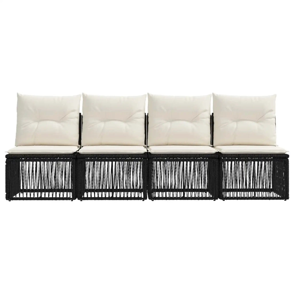 Divano a 4 posti 4 pcs 4-Numero di posti Nero polyrattan 42026719