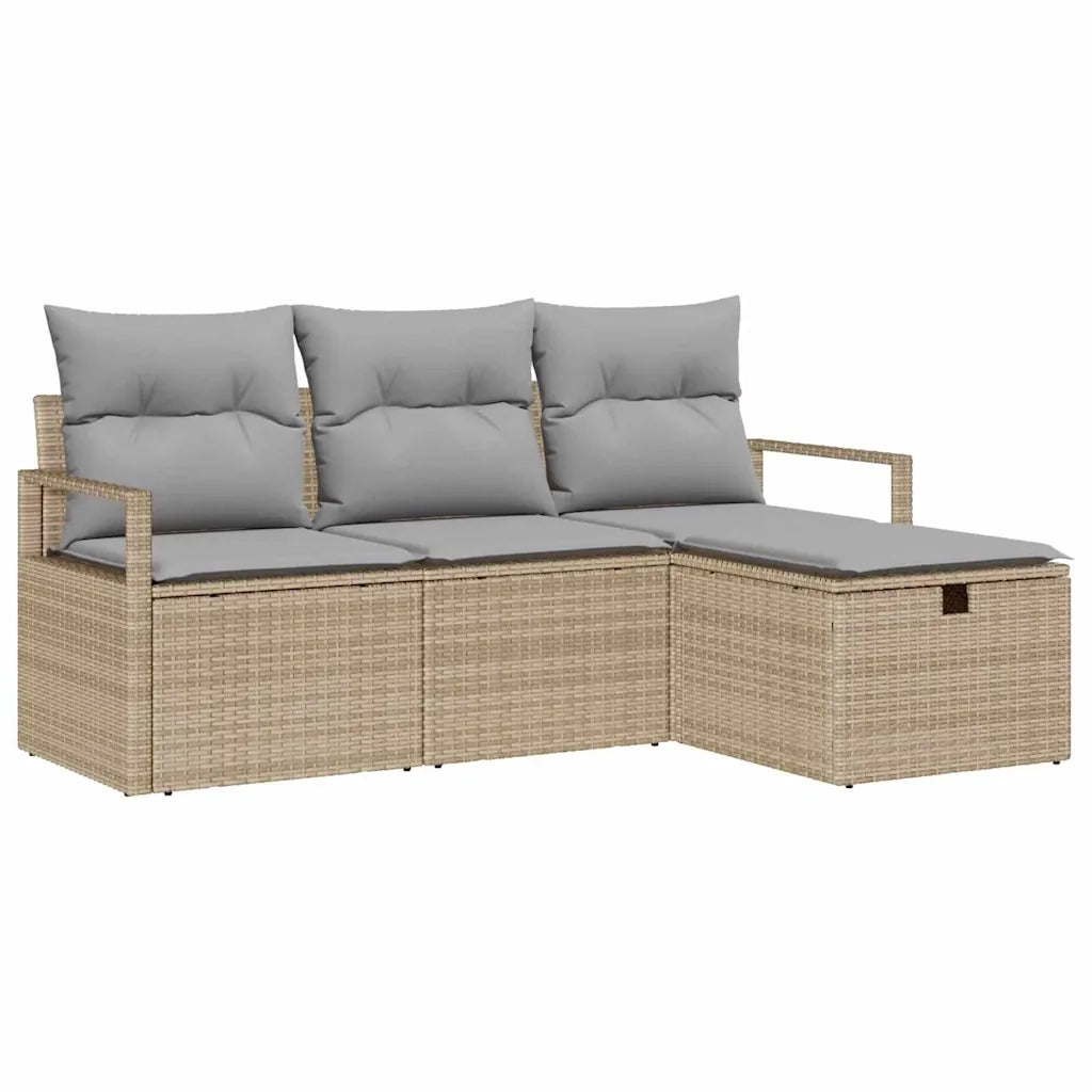 vidaXL Set Divano da Giardino con cuscino 4 pcs beige e grigio chiaro