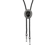 Costume per uomo western cowboy con cintura in pelle artigianale, cravatta a bolo elegante con design nero-turqueso