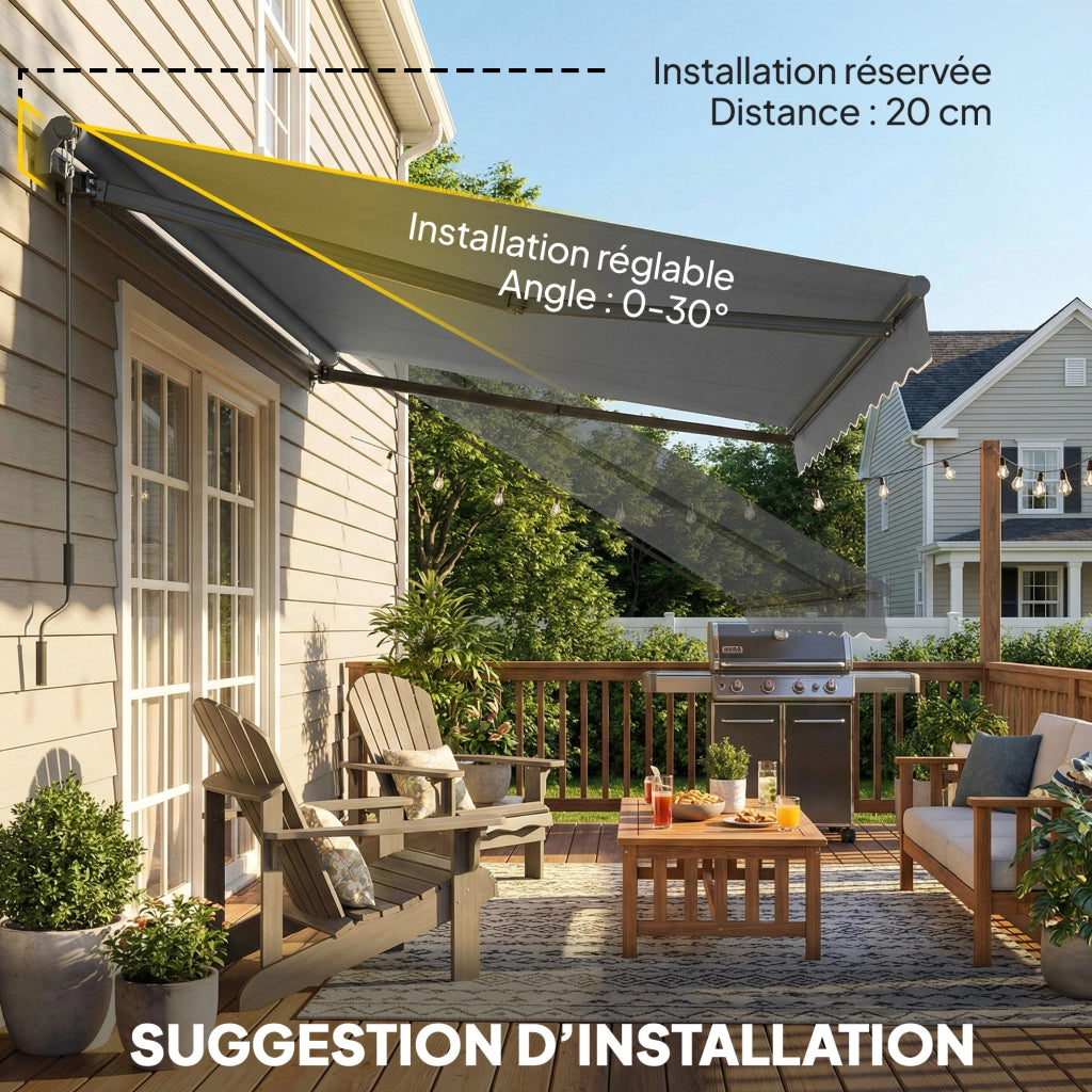 Tenda da giardino retrattile ¨C zephmum ¨C grigio 3.5x3m