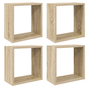 4 pz Mensole | Ripiano | Scaffale a Cubo Rovere Sonoma 30x15x30 cm