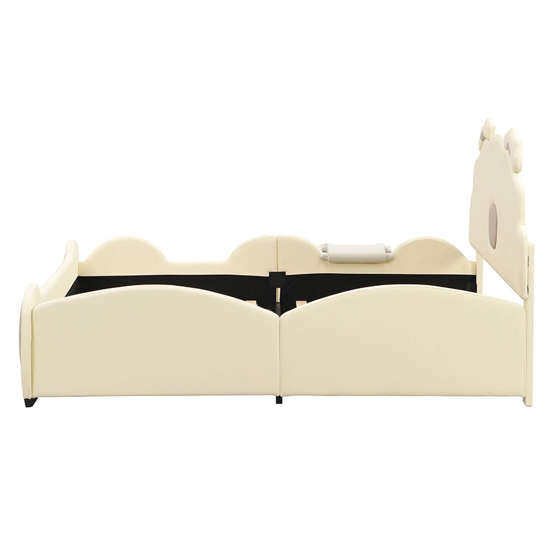 letto per bambini in pu beige 140 x 200 cm