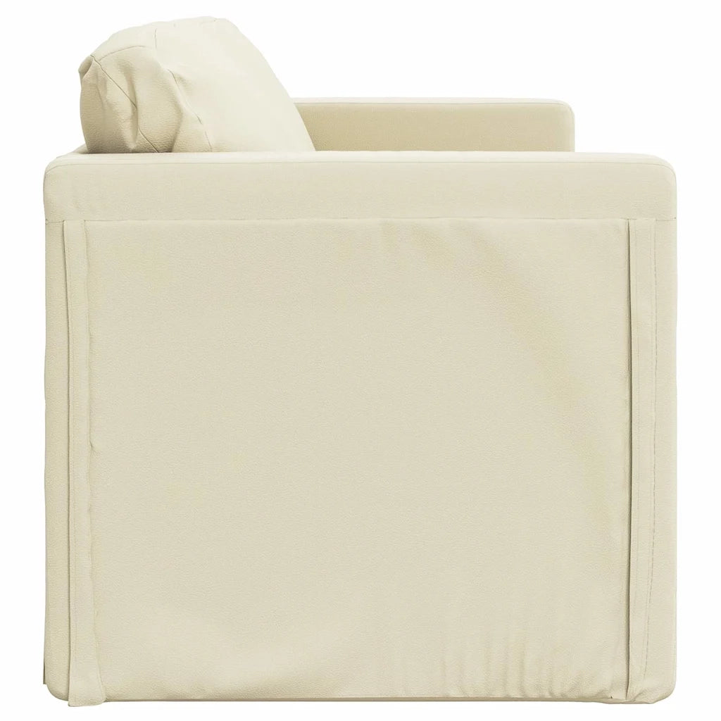 Divano Letto da Terra 2 in 1 Crema 112x174x55 cm Similpelle 353974