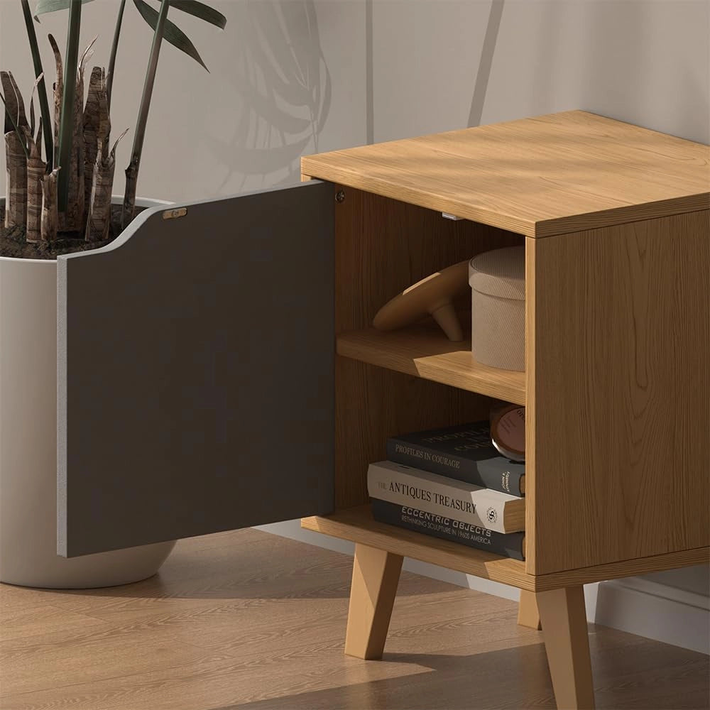 Comodino Malu, Rovere/antracite, 2 parti