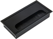 Cavo passante - Cavo passante per scrivania - Cavi passanti - per scrivania, computer, mobili, tavolo riunioni - Alluminio - Nero - Rettilineo - 16 x 8 cm