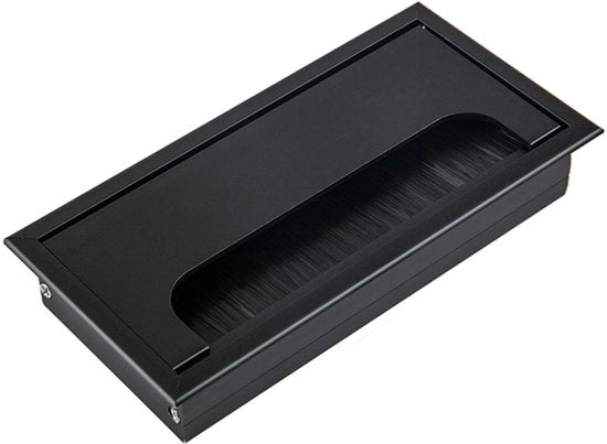 Cavo passante - Cavo passante per scrivania - Cavi passanti - per scrivania, computer, mobili, tavolo riunioni - Alluminio - Nero - Rettilineo - 16 x 8 cm