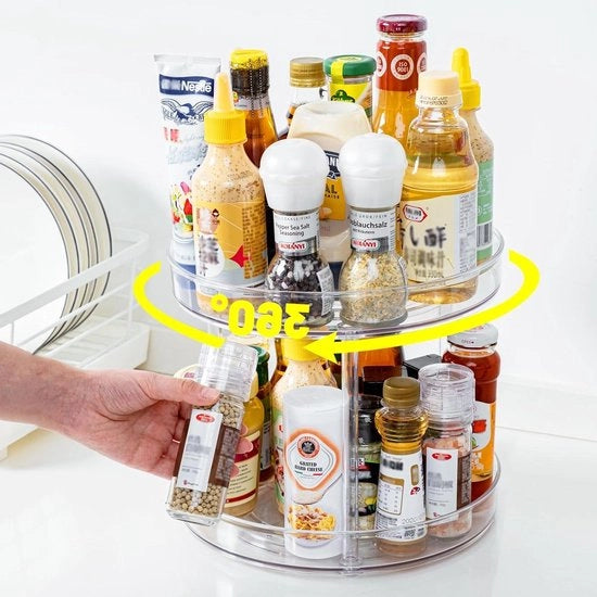 Organizzatore per la cucina girevole a due piani (23cm) trasparente