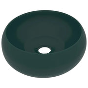 Lavabo da appoggio rotondo di lusso lavabo da bagno lavello da cucina guardaroba arredamento per la casa 40 x 15 cm ceramica verde scuro opaco 02_0002745