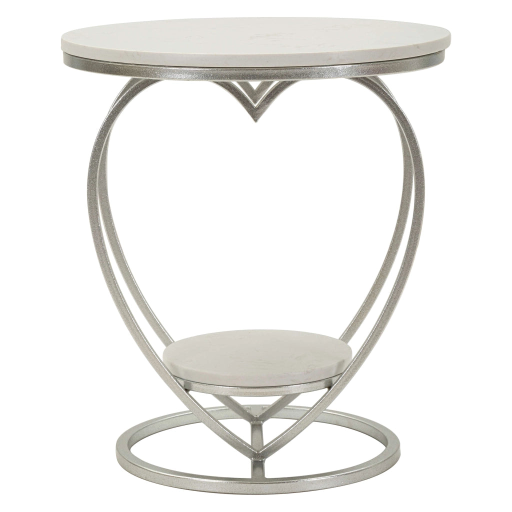 Masaka, Tavolino da Salotto Struttura a Cuore, 40x40x46h cm Argento