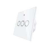 Interruttore Da Parete Touch 3 Tasti, WIFI 2.4G+BLE+RF 433MHz, Bluetooth BLE Mesh TUYA, Smart Life, 10A, AC 90-250V, 50/60HZ, 86X86X30mm Per Scatola 502, IP20, Bianco, SH9443W
