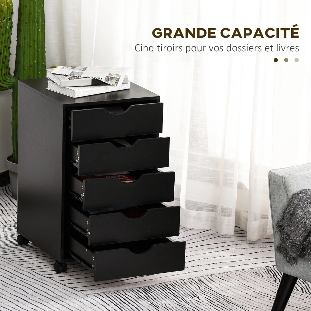 Scrivania con cassetti ¨C zephmum ¨C 5 cassetti, 40x40x67 cm, nero