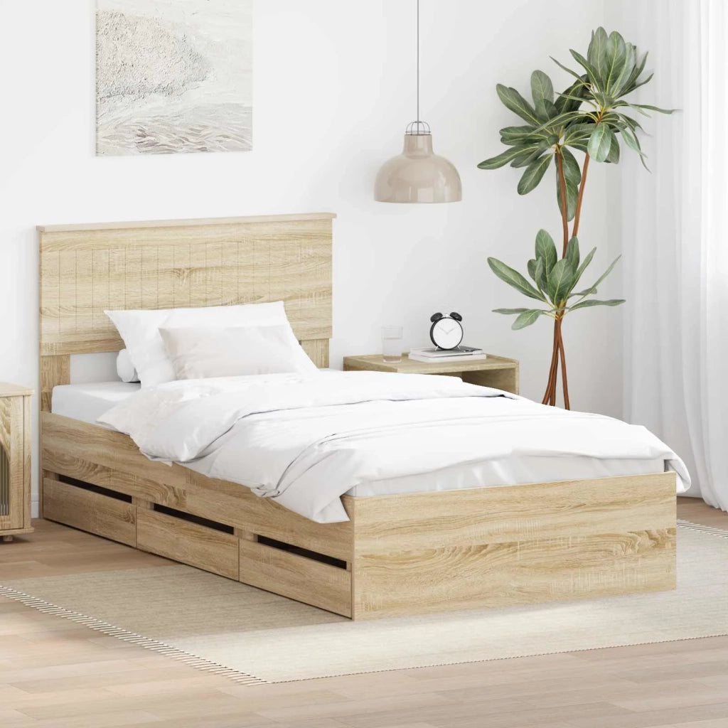 Struttura del letto con cassetto Rovere Sonoma 100 x 200 cm