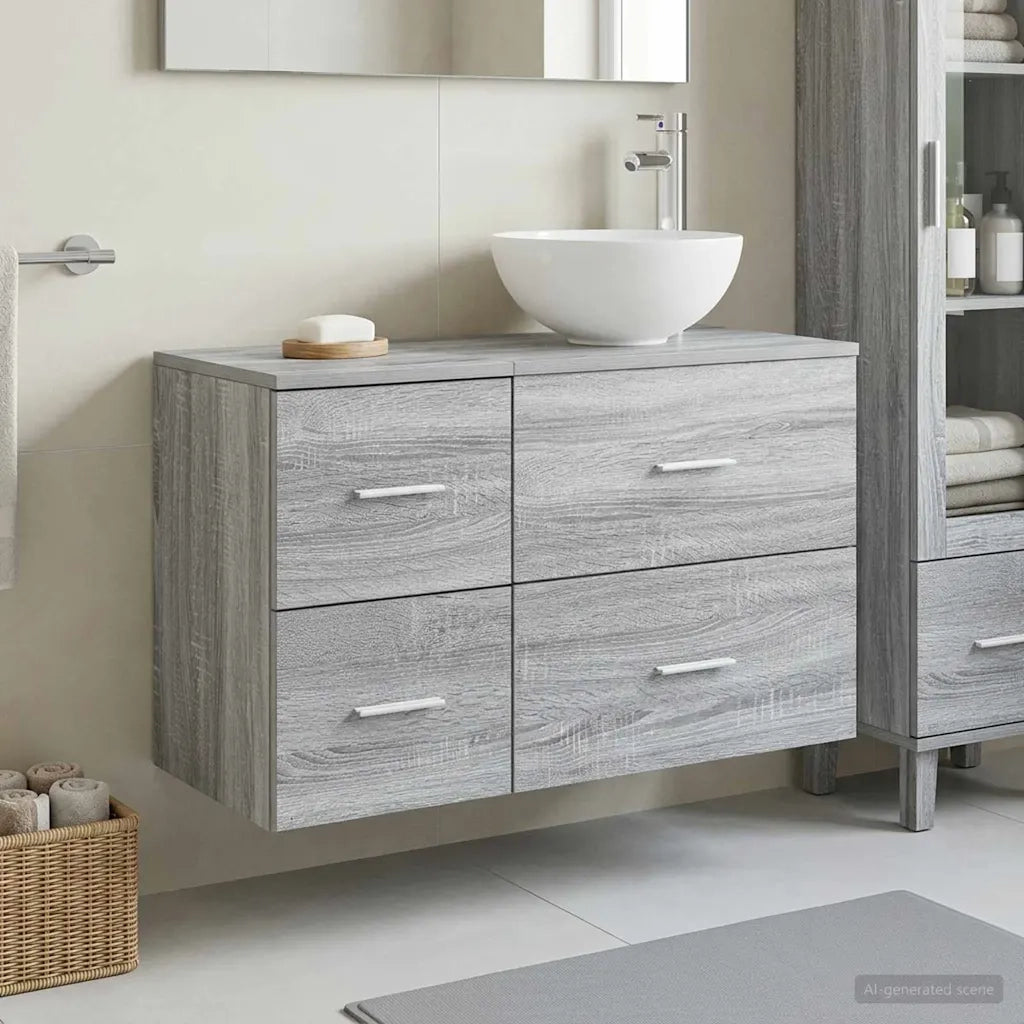 Set di mobili per il bagno 2 pcs Sonoma grigio 3403957
