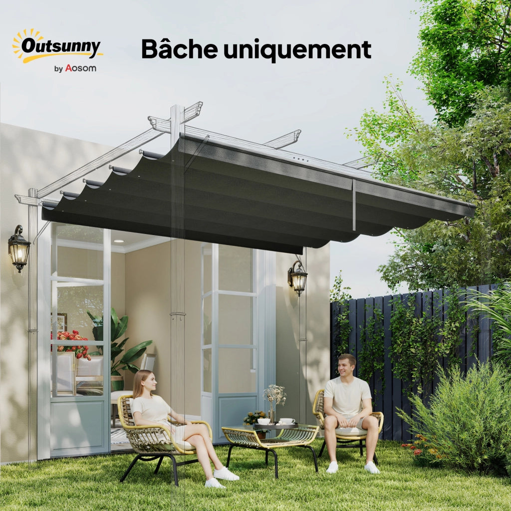 Telo per Pergola Retrattile 3x3 m ¨C zephmum ¨C 250x255 cm Grigio Scuro