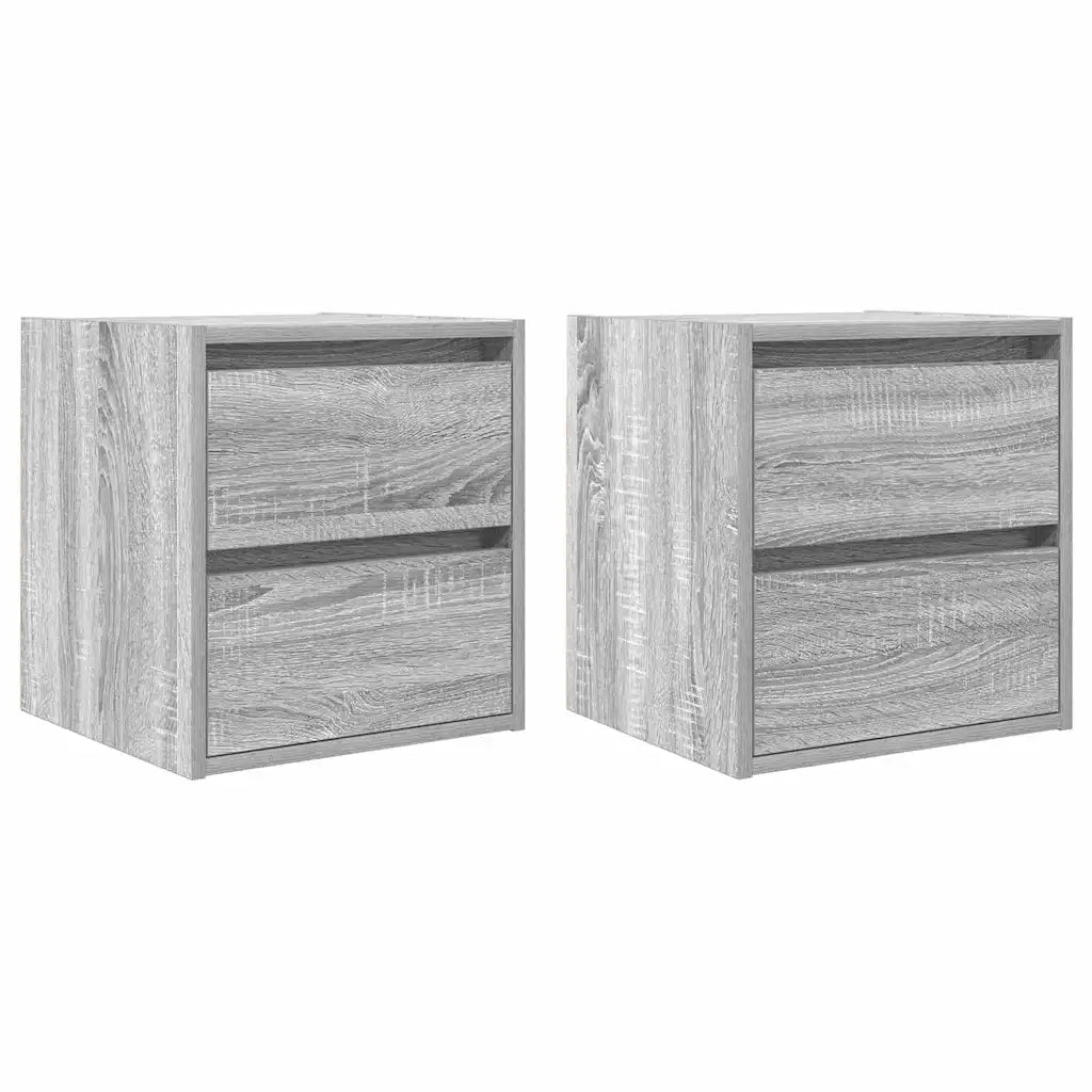 Comodini a Muro 2 pz Grigio Sonoma 38x34x40 cm 861258