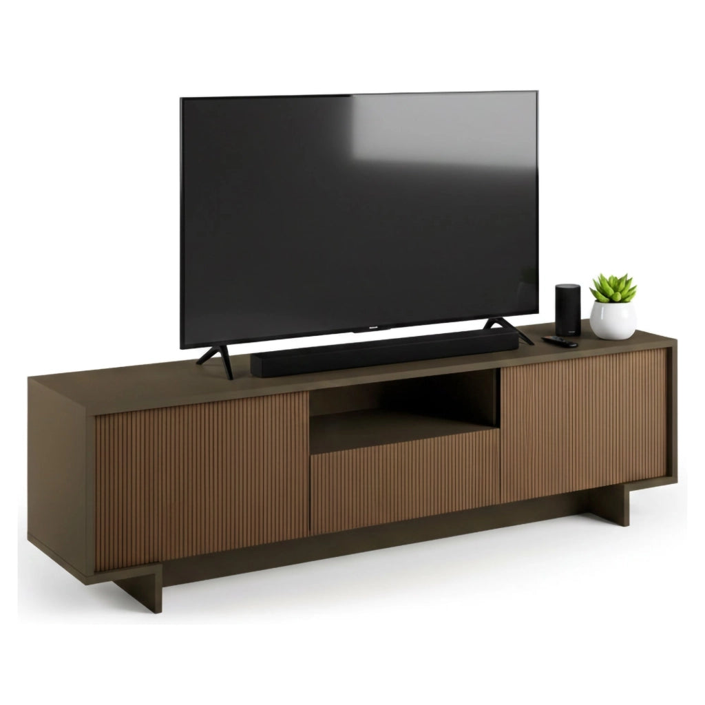 Atina, Mobile Porta tv un Cassetto Made in Italy, 170x42x48h cm Marrone