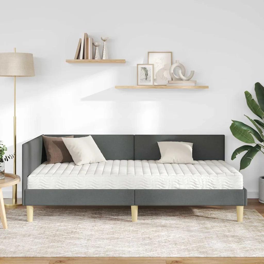 Struttura Letto Angolare con Materasso 2 pcs Grigio Tessuto