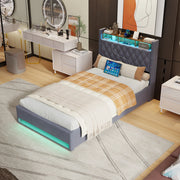 Letto Imbottito 140x200 cm Grigio Scuro in Velluto con Rete a Doghe