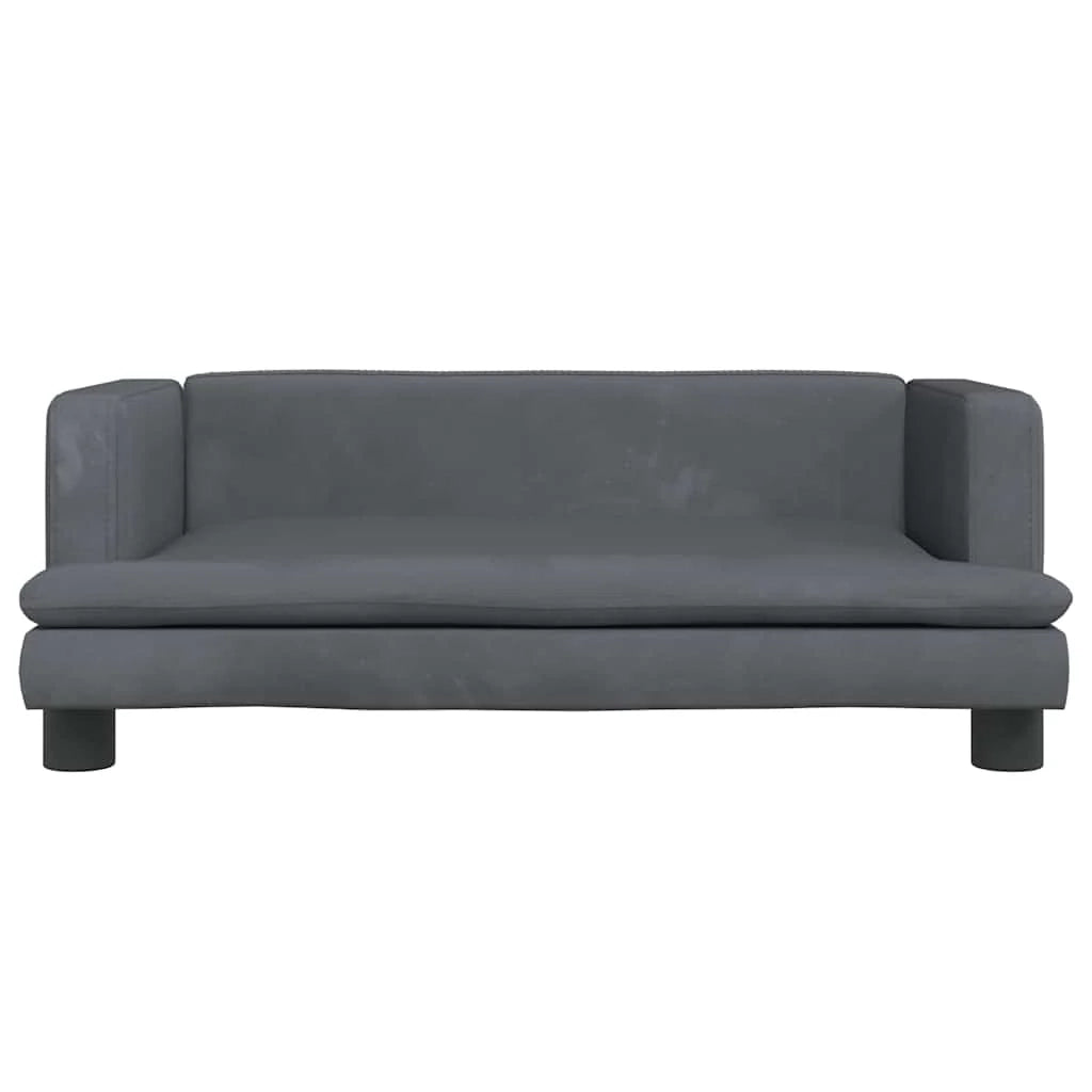 Cuccia per cani comoda cesta da divano scura 80 x 45 x 30 cm velluto grigio 02_0043184