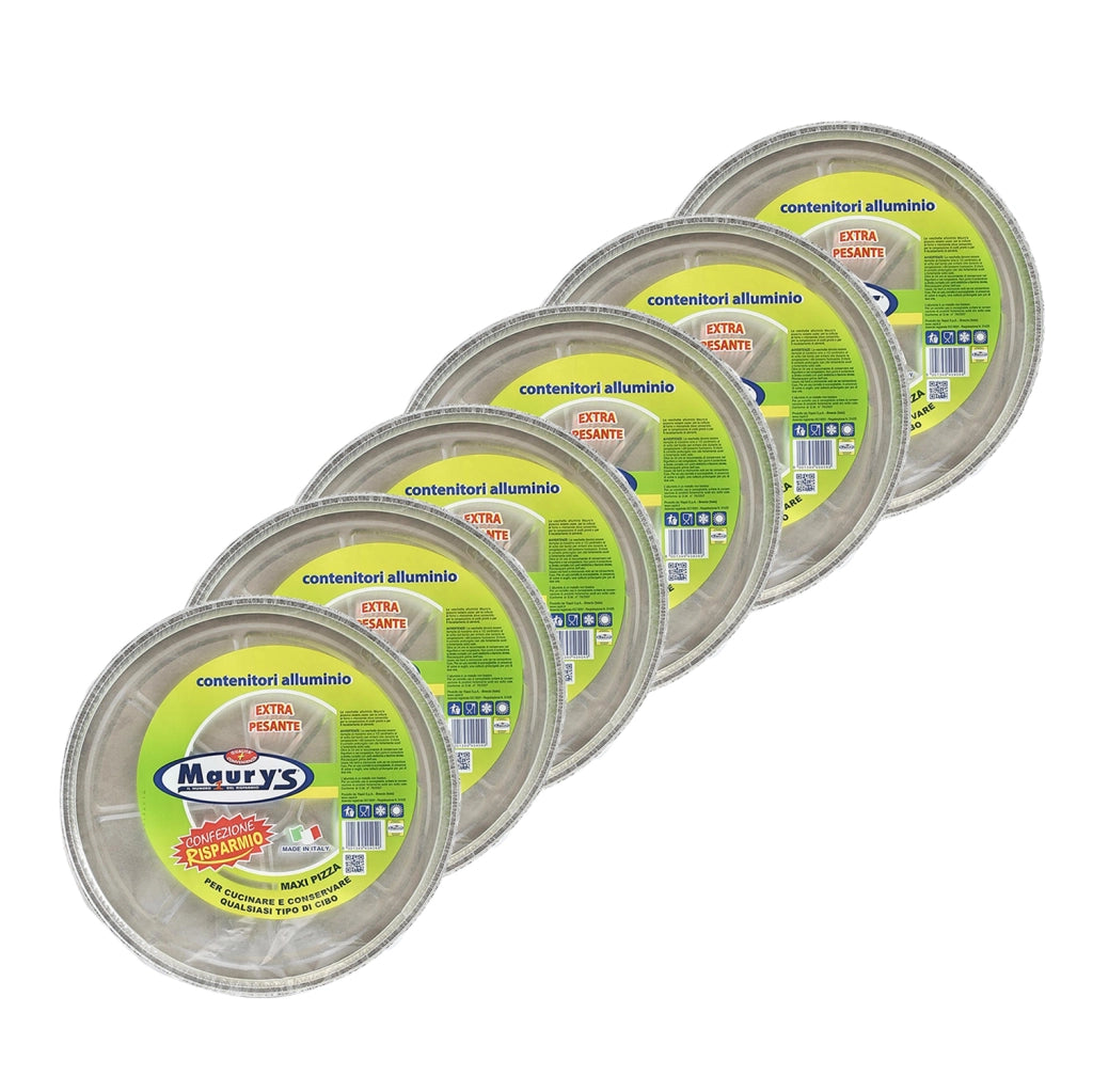 MAURY'S SET DA 6  CONTENITORI PER PIZZA IN ALLUMINIO DA 5 PORZIONI