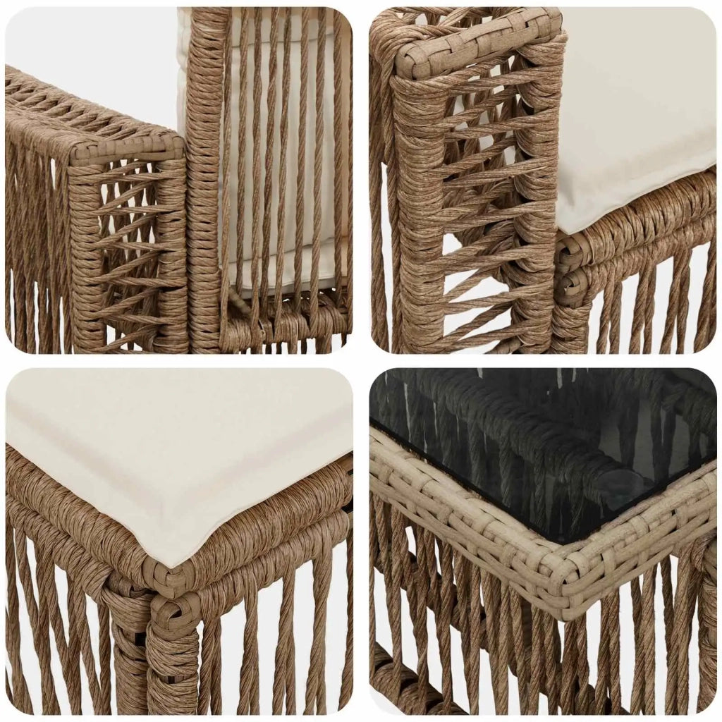 Set Divano da Giardino 6 pz Beige e Bianco Crema polyrattan 3436791