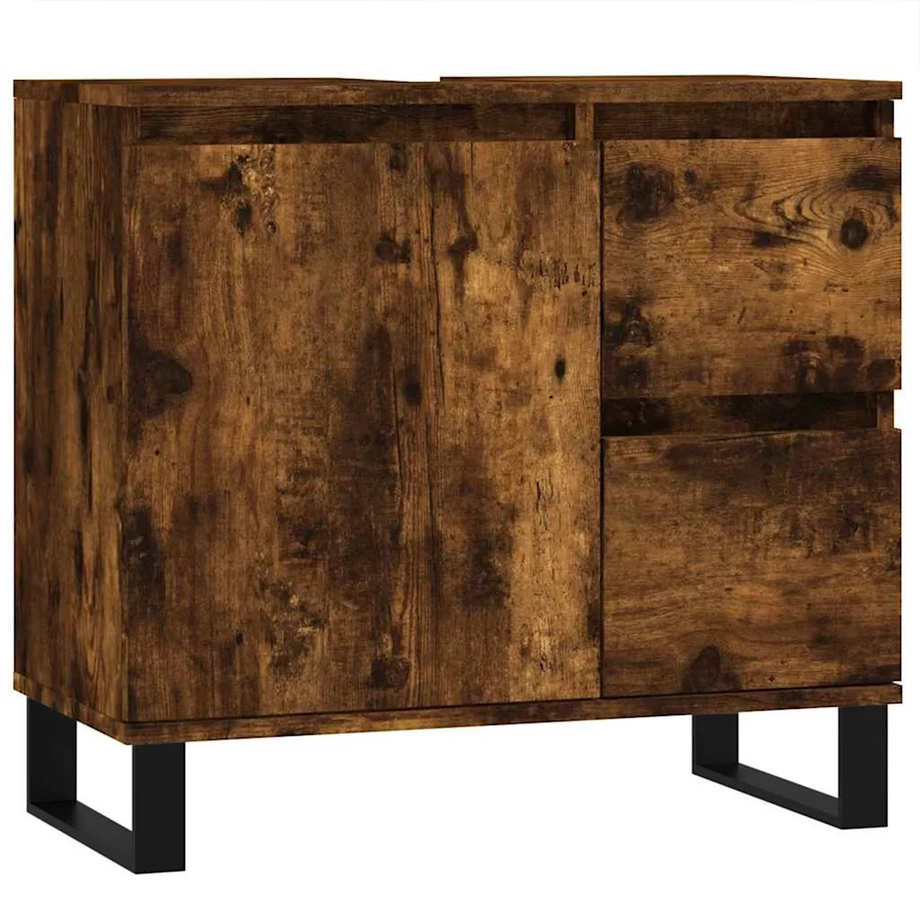 Armadietto Bagno Rovere Fumo 65x33x60 cm in Legno Multistrato 831617