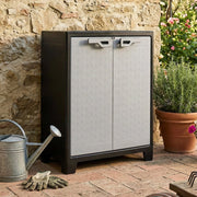 Armadio da esterno Oshawa, Mobile outdoor, Mobiletto giardino multiuso, Contenitore per balcone o garage, Made in Italy, 80x44 h100 cm, Grigio