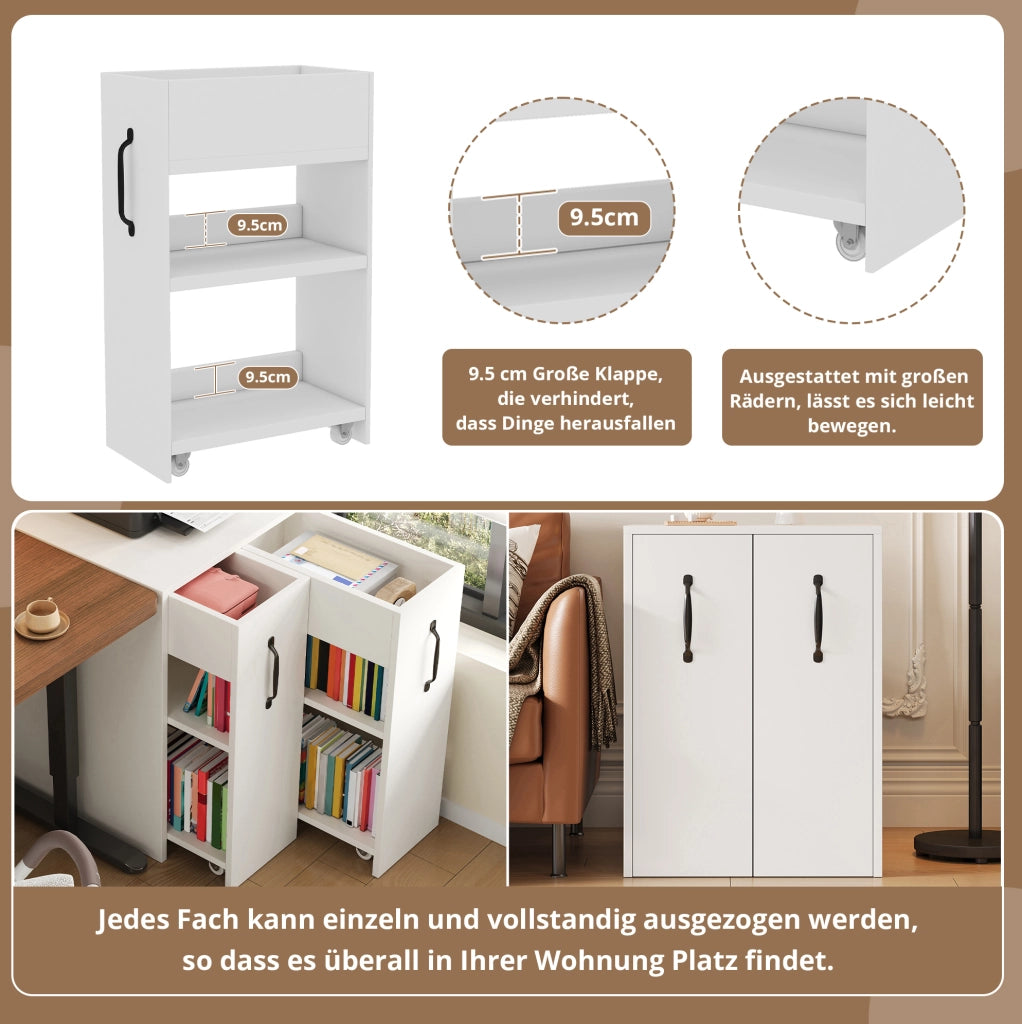 Mobile contenitore con ruote bianco 52 x 50 x 75 cm