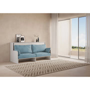 Letto singolo a scomparsa Kando con divano con materasso , azzurro - Bianco Frassino