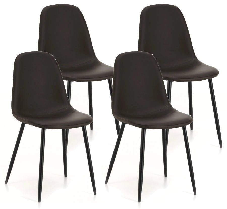 Set 4 Sedie 44x50x85 cm in Similpelle Marrone