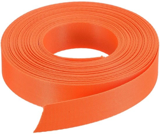 Cintura Singola in Nylon 1 Pollice - 15 Metri - Arancione - Per Borsa - Cinturino di Carico - Cintura per Bagagli - Cintura in Nylon