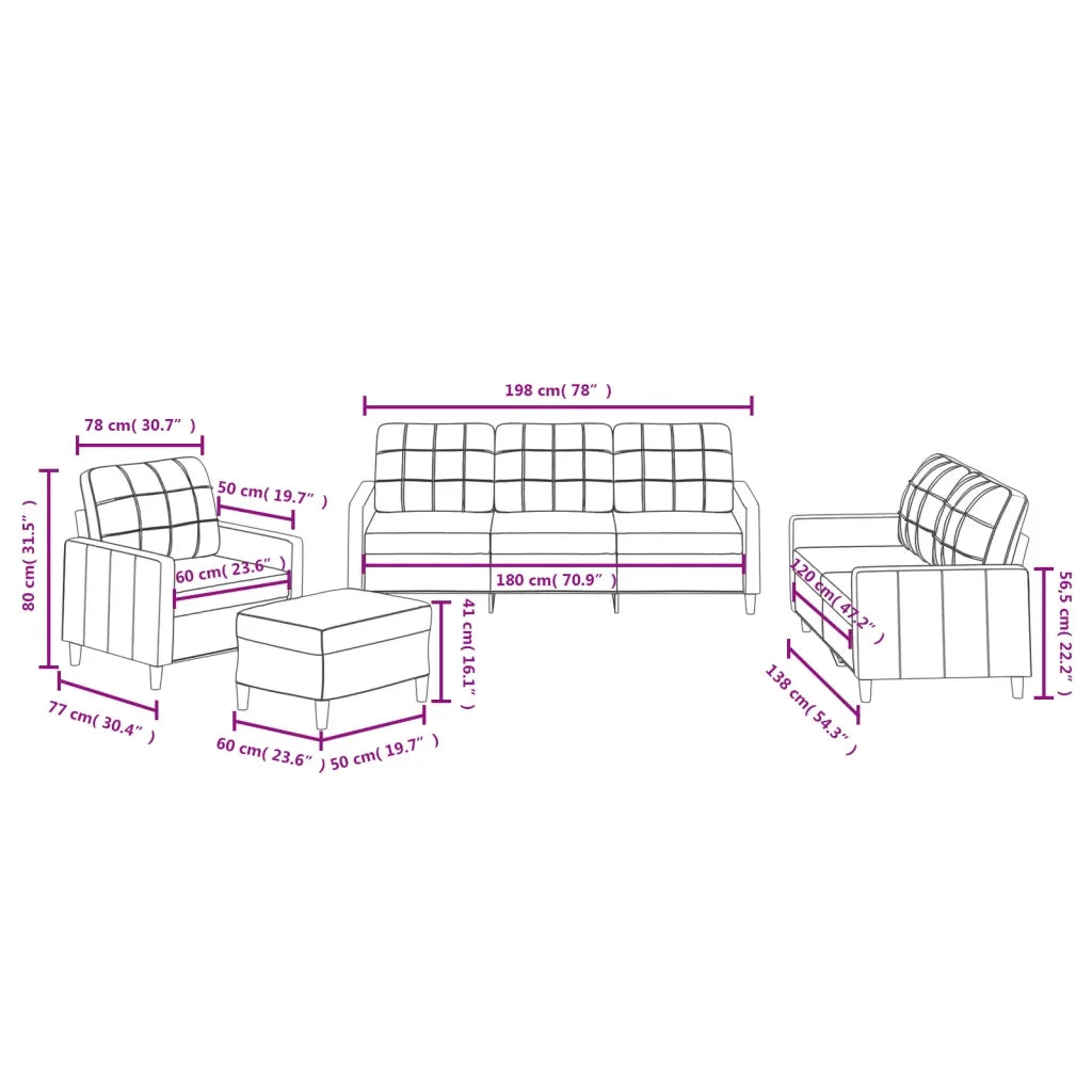 Set di Divani 4 pz con Cuscini Crema in Tessuto 3201252