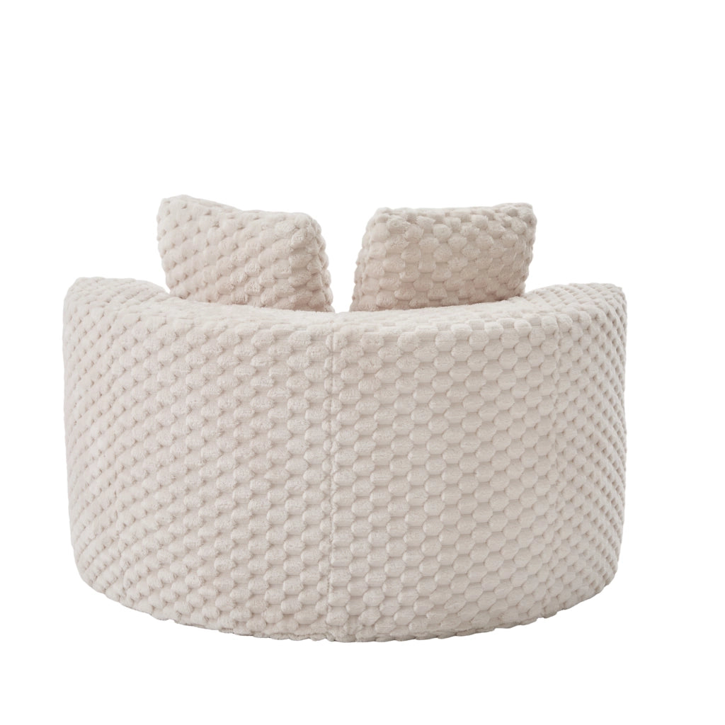 POLTRONA in tessuto beige 129x116x65 cm con poggiapiedi