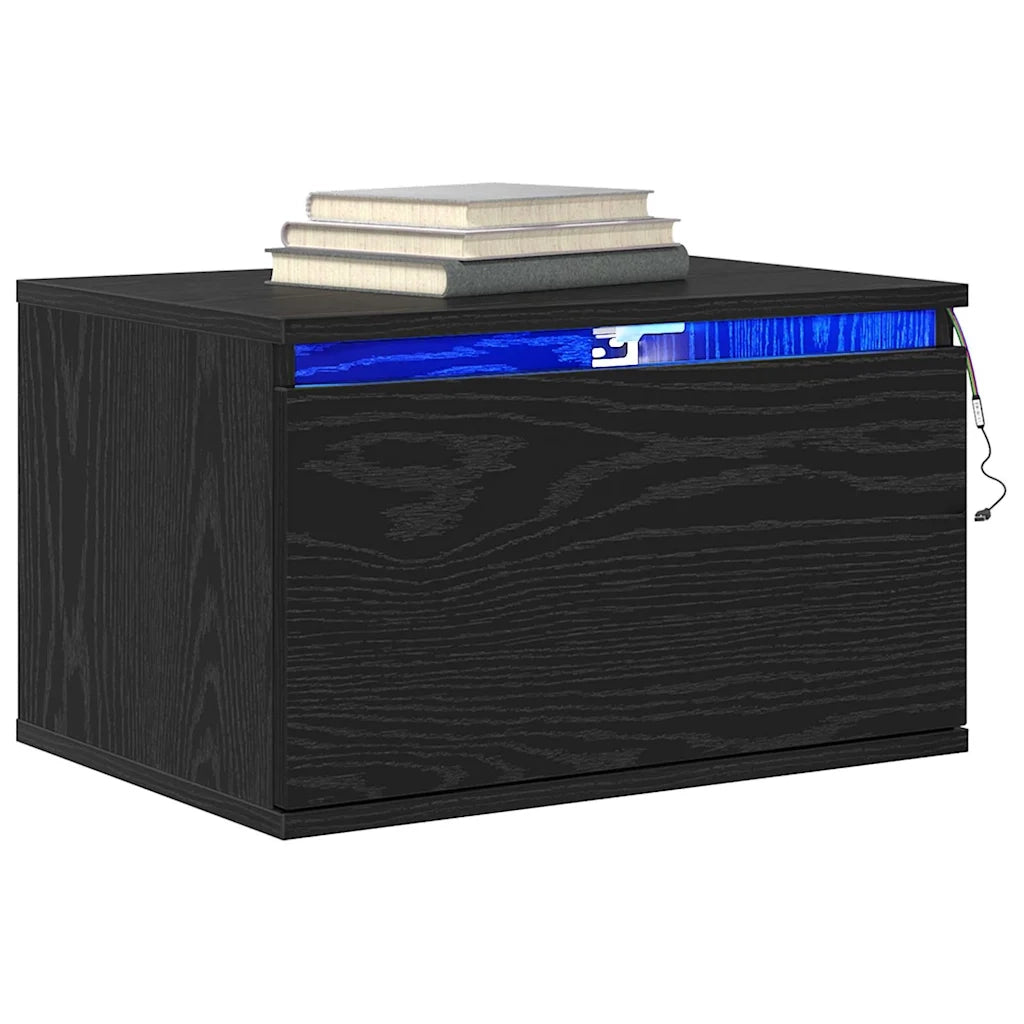 Mobiletto da comodino a parete con cassetto 2 pz-Set di 2 Tavolino da notte Rovere Nero 968458