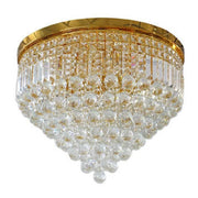 Trade Shop - Lampadario Soffitto Plafoniera Con Sfere Cristalli In Vetro Portalampada E14 A - Oro