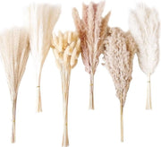 Set di fiori di grano essiccato - 110 pezzi fiori di grano, piume, erba - Bouquet di fiori essiccati pampas - Decorazione naturale per torta, matrimonio, festa di compleanno.
