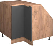 Mobile sottotetto Mobile angolare Rion, Antracite-oro, 75.6 x 81.6 cm con 1 porta, carcassa dell’armadio profondità 60 cm, adatto per il salvaspazio sotto tetti spioventi