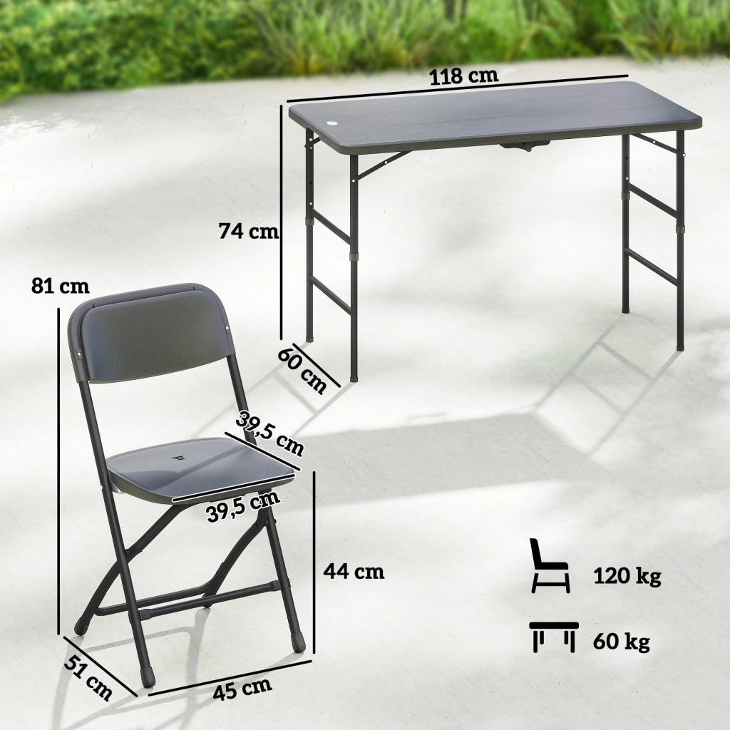 Set Tavolo e Sedie da Giardino Pieghevole ¨C zephmum ¨C Grigio 4 Pezzi