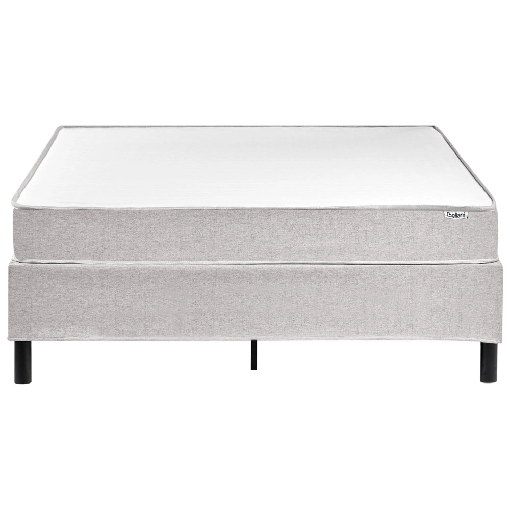Letto matrimoniale con rete in tessuto 140 x 200 cm con materasso a molle insacchettate senza testiera camera da letto grigio chiaro