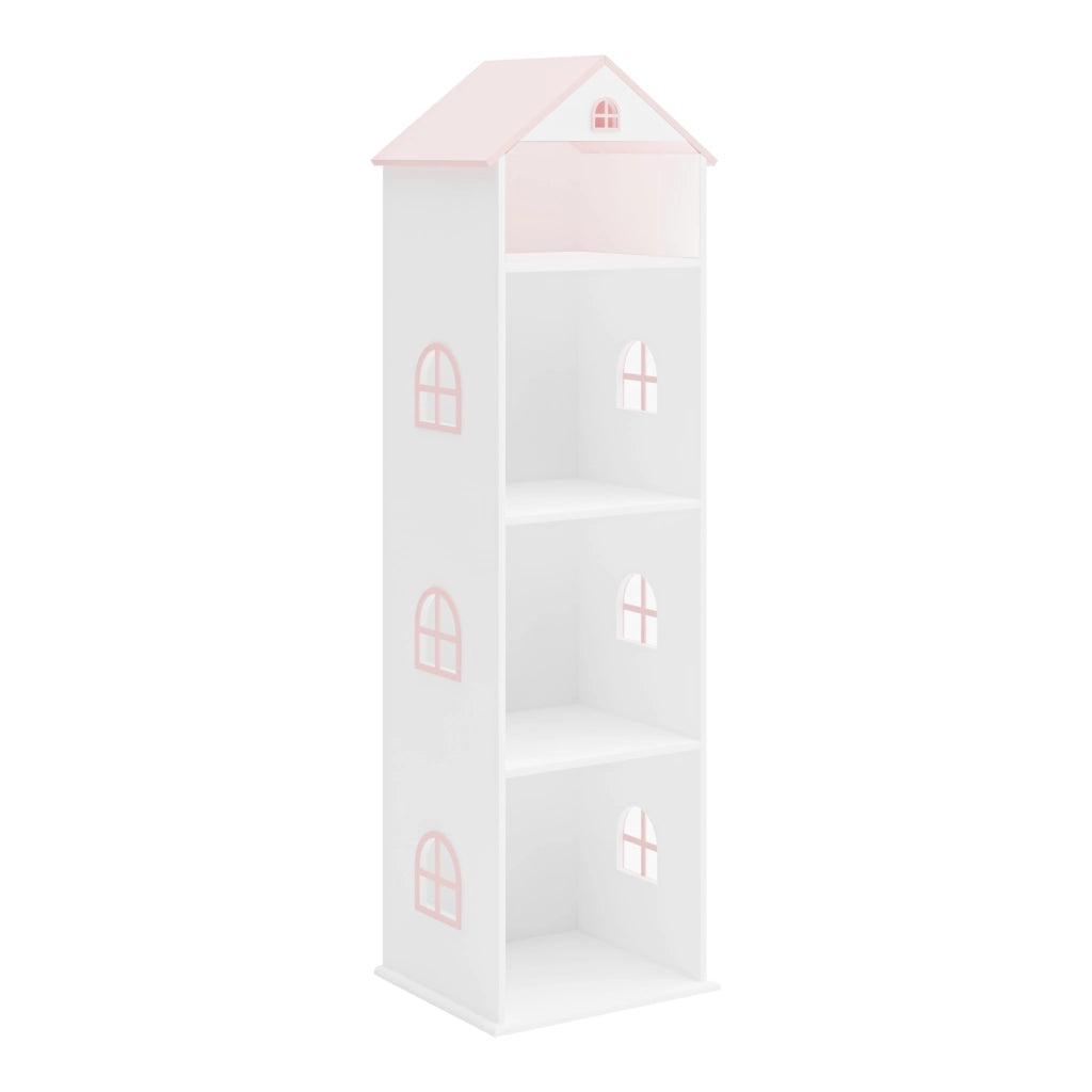 Libreria Vipsali a Forma di Casa per Cameretta 140 x 40 x 35 cm - Bianco / Rosa [en.casa]