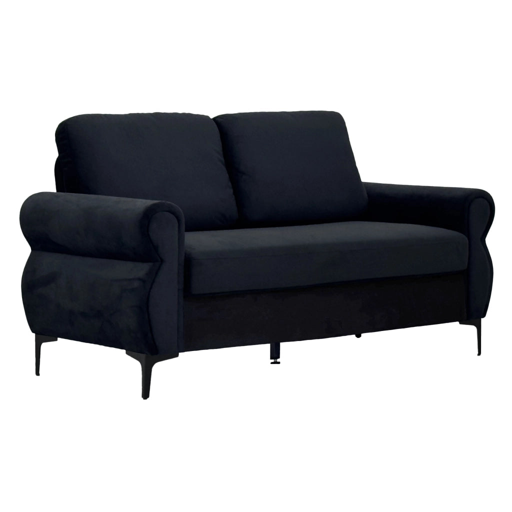 Divano 2 posti compatto con altezza seduta ergonomica e rivestimenti sfoderabili in Poliestere Nero 173.5 cm