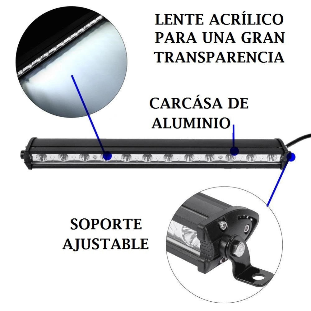 Trade Shop - Barra A Led Faro Lampada Supplementare Profondità Auto Fuoristrada 36 Watt 12v -