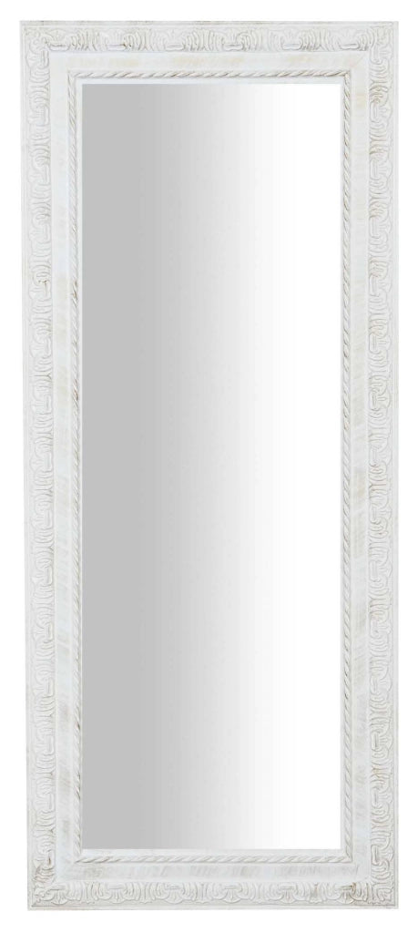 Biscottini Specchio Specchiera da parete e appendere verticale/orizzontale L35xPR4xH82 cm finitura bianco anticato.