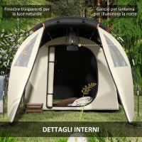 Tenda da Campeggio 4-5 Persone con Copertura Oscurante, Impermeabile con Borsa di Trasporto, Kaki