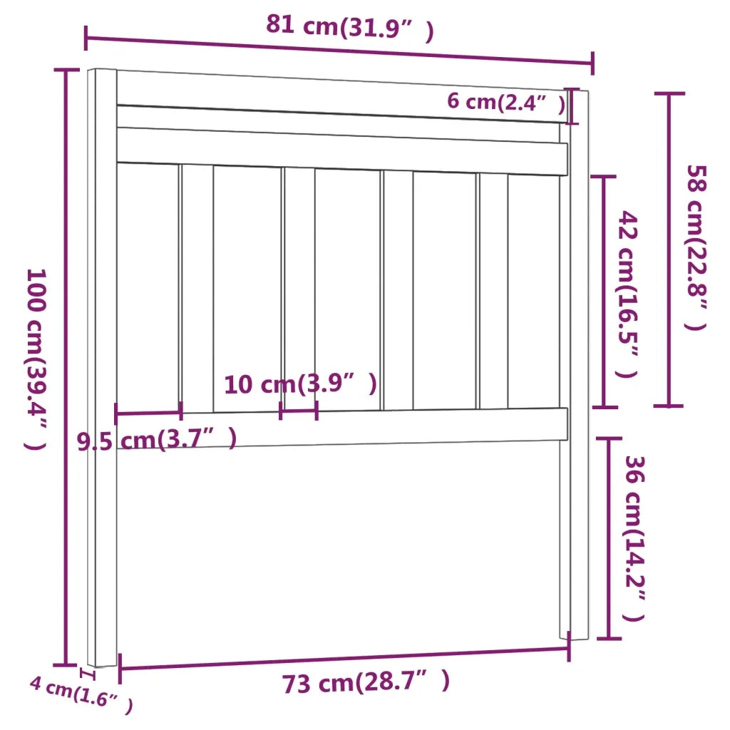 Testiera per Letto-Testata-Testiera Decorativa 81x4x100 cm in Legno Massello di Pino 260213