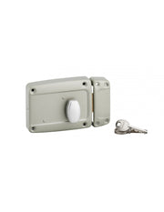 Serratura da applicare con pomello per porta laterale, maniglia, destra, 120x90mm, asse 40mm, grigio, 3 chiavi - THIRARD